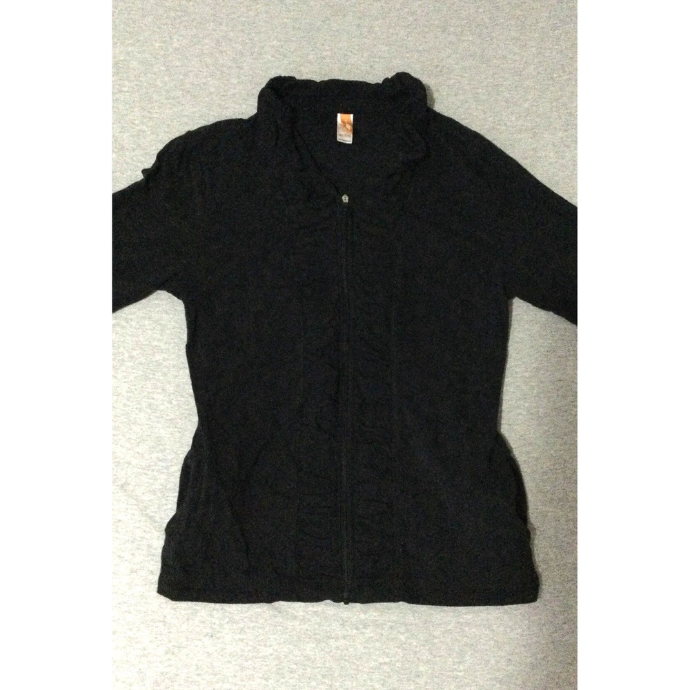 Lucy Activewear Jacket Womens M black Full Zip Front Cropped Long Sleeves